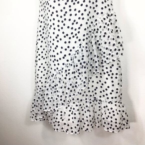LAUREN RALPH LAUREN Polka Dot Sleeveless Ruffle Faux Wrap Dress size 6 - Picture 4 of 8